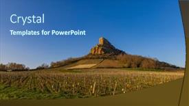  Presentation with vineyards - PPT theme featuring rock-of-solutre-with-vineyards background and a ocean colored foreground