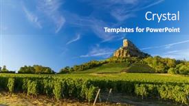  Presentation with vineyards - Slides consisting of rock-of-solutre-with-vineyards background and a teal colored foreground