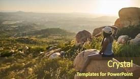  Presentation with african sunset - PPT theme featuring rock on top of mountain background and a tawny brown colored foreground