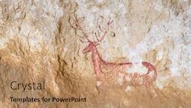  Presentation with rock painting - PPT theme having rock-painting-of-a-deer background and a coral colored foreground