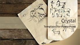  Presentation with cave paintings - PPT theme enhanced with rock paintings on paper background and a lemonade colored foreground