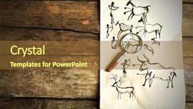  Presentation with rock paintings magnifier - Audience pleasing presentation theme consisting of rock paintings with magnifier backdrop and a tawny brown colored foreground