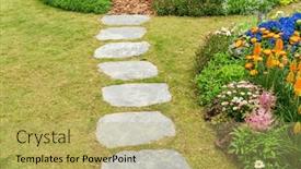  Presentation with path - Slide deck with rock-path-leading-through background and a yellow colored foreground