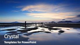  Presentation with sunset coast of the sea - Theme enhanced with rock pools - beach and sea sunset background and a ocean colored foreground