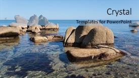  Presentation with sea - Slide set with rock protruding from the sea background and a  colored foreground