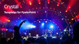  Presentation with live - Audience pleasing slides consisting of rock roll - crowd of fans backdrop and a violet colored foreground