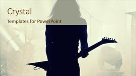  Presentation with retro - Audience pleasing presentation theme consisting of rock roll - guitarist silhouette- retro style photo backdrop and a cream colored foreground