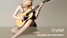  Presentation with hippie - Slides consisting of rock roll - hippie girl with the guitar background and a coral colored foreground