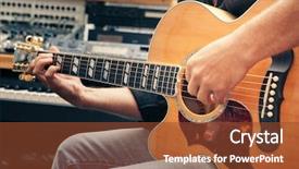  Presentation with guitar - Slides featuring rock roll - left-handed man playing guitar close-up background and a tawny brown colored foreground