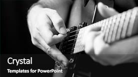  Presentation with guitar - Slide deck consisting of travel tourism vacation and summer holidays concept - view from infinity edge pool to ocean and palms on sri lanka beach background and a light gray colored foreground