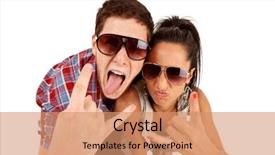  Presentation with white pigeon against the blue - Amazing slide deck having rock roll - party couple screaming backdrop and a coral colored foreground