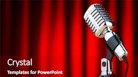  Presentation with microphone - Colorful slide deck enhanced with rock roll - vintage microphone against the background backdrop and a black colored foreground