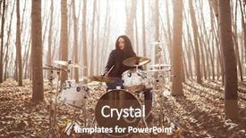  Presentation with drum - Slide deck having rock roll - young woman playing drums outdoors background and a tawny brown colored foreground