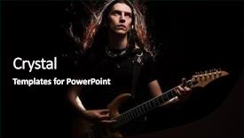  Presentation with electrical kilowatt hour electric meter - Slide set having rock roll concert - man playing electrical guitar wind background and a  colored foreground