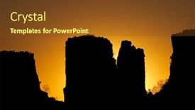  Presentation with desolation - Colorful slide set enhanced with rock-silhouettes-at-sunset-valley backdrop and a tawny brown colored foreground