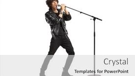  Presentation with old school punk rock leather - Presentation theme having rock-singer-in-a-leather background and a light gray colored foreground