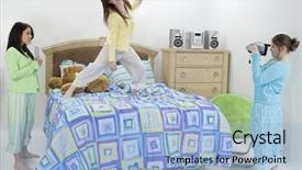  Presentation with rock star - Beautiful slide set featuring rock star at slumber party backdrop and a  colored foreground