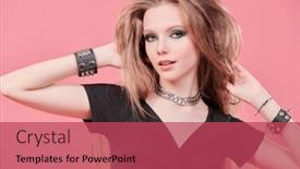  Presentation with pop culture - Slide set having rock-star-girl-portrait background and a red colored foreground