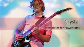  Presentation with concert - Colorful theme enhanced with action hero - close up of a guitarist backdrop and a light blue colored foreground