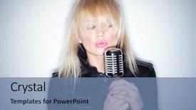  Presentation with rock star - Theme featuring rock star sexy girl singing background and a teal colored foreground