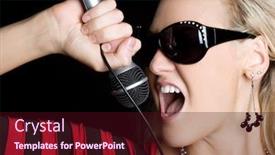  Presentation with rock star - PPT theme consisting of rock star woman background and a wine colored foreground