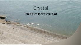  Presentation with step - Presentation design featuring rock stone step to the sea background and a light gray colored foreground