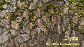  Presentation with rock wall - Slide set consisting of rock stone wall with green background and a  colored foreground