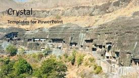  Presentation with ancient temples - PPT theme enhanced with rock temples at ajanta maharashtra background and a  colored foreground