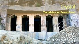  Presentation with ancient temples - PPT theme with rock temples at ajanta maharashtra background and a  colored foreground