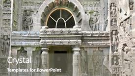  Presentation with ancient temples - PPT theme enhanced with rock temples at ajanta maharashtra background and a gray colored foreground