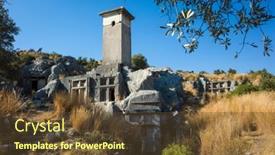  Presentation with ancient civilization - Amazing presentation having rock-tombs-ruins-at-necropolis backdrop and a tawny brown colored foreground