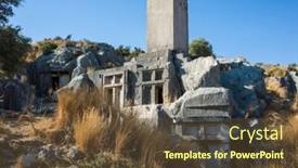  Presentation with ancient civilization - Amazing presentation design having rock-tombs-ruins-at-necropolis backdrop and a tawny brown colored foreground