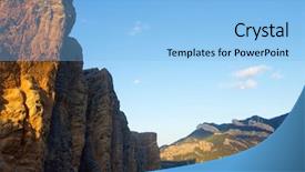  Presentation with rock wall - Slide set consisting of rock wall at sunset in spain named as roques del masmut penarroya de tastavins teruel aragon spain background and a light blue colored foreground
