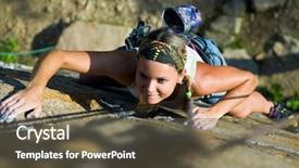  Presentation with mountain climbing - Slide deck consisting of rockclimbing - photo of woman heartily climbing background and a tawny brown colored foreground