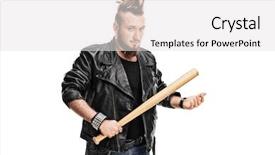  Presentation with violent - Theme having rocker holding a baseball bat background and a white colored foreground