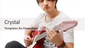  Presentation with acoustic - Cool new theme with rocker with his classic acoustic guitar against white background backdrop and a lemonade colored foreground