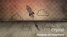  Presentation with rocket - Presentation theme enhanced with rocket-graphic-on-brown-background background and a gray colored foreground