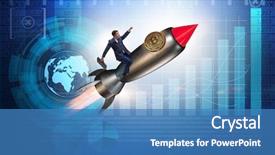  Presentation with rocket - PPT theme consisting of rocket in bitcoin price background and a teal colored foreground