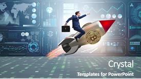 Presentation with price - Cool new slides with rocket in bitcoin price backdrop and a gray colored foreground