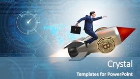  Presentation with rocket - Amazing PPT layouts having rocket in bitcoin price backdrop and a teal colored foreground