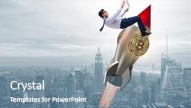  Presentation with price - Slide set featuring rocket in bitcoin price background and a seafoam green colored foreground