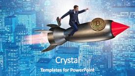  Presentation with price - PPT theme featuring rocket in bitcoin price background and a teal colored foreground