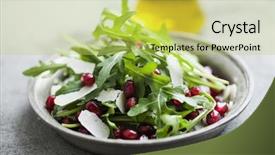  Presentation with war rocket - Beautiful PPT theme featuring rocket pomegranate and parmesan salad backdrop and a yellow colored foreground