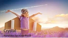  Presentation with astronaut - Presentation theme featuring kid adventure - child is dressed background and a coral colored foreground