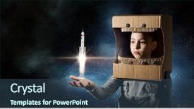  Presentation with astronaut - Slides featuring rocket science - she wants to become astronaut background and a ocean colored foreground