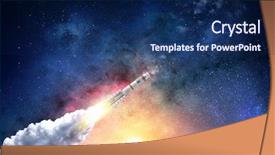  Presentation with rocket - Presentation theme enhanced with rocket space ship mixed media background and a navy blue colored foreground