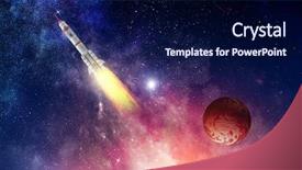  Presentation with rocket - Slide deck featuring rocket space ship mixed media background and a navy blue colored foreground