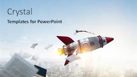  Presentation with rocket - PPT layouts consisting of rocket-space-ship-mixed-media background and a light blue colored foreground