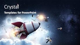  Presentation with rocket - Presentation having rocket-space-ship-mixed-media background and a navy blue colored foreground