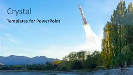  Presentation with rocket - Cool new presentation theme with rocket-space-ship-mixed-media backdrop and a light blue colored foreground